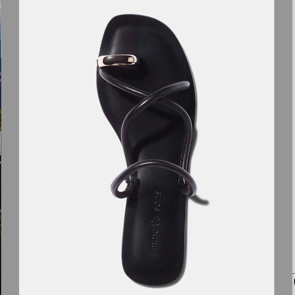 Emme Parsons Laurie Black Nappa Sandals EU 38 Minimal Luxury Flat - Picture 4 of 6